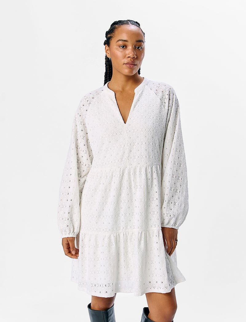 Object - OBJLAILA GIA L/S RE SHORT DRESS NOOS - konfirmation - cloud dancer - 0