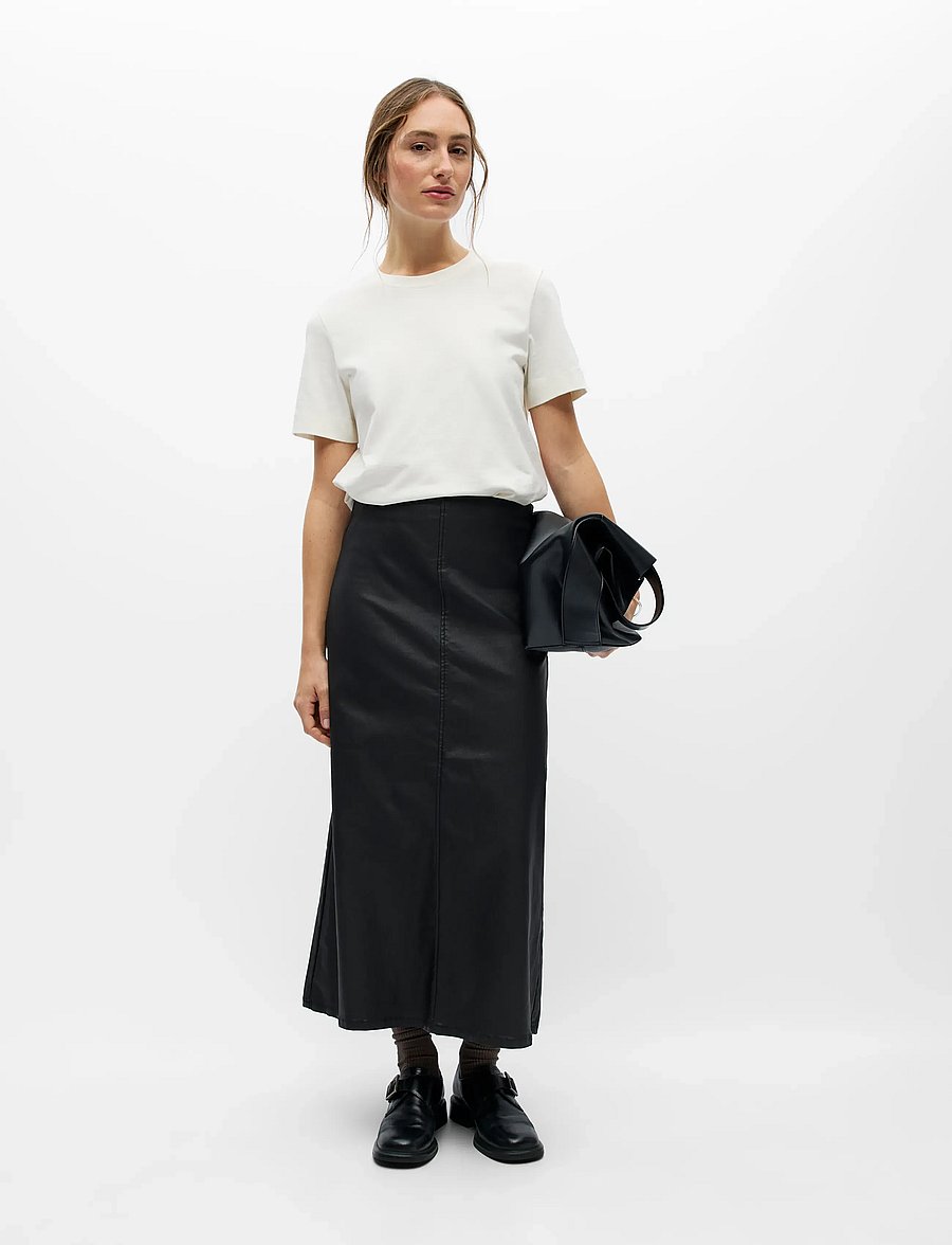 Object - OBJMATTHIE HW LONG SKIRT REP - midi nederdele - black - 0
