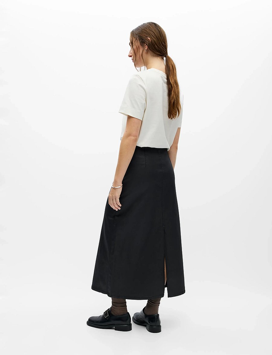 Object - OBJMATTHIE HW LONG SKIRT REP - midi nederdele - black - 3