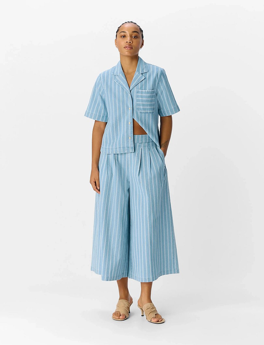Object - OBJELSIE DENIM MW SUPER WIDE CULOTTE 139 - culottes-housut - light blue denim - 0