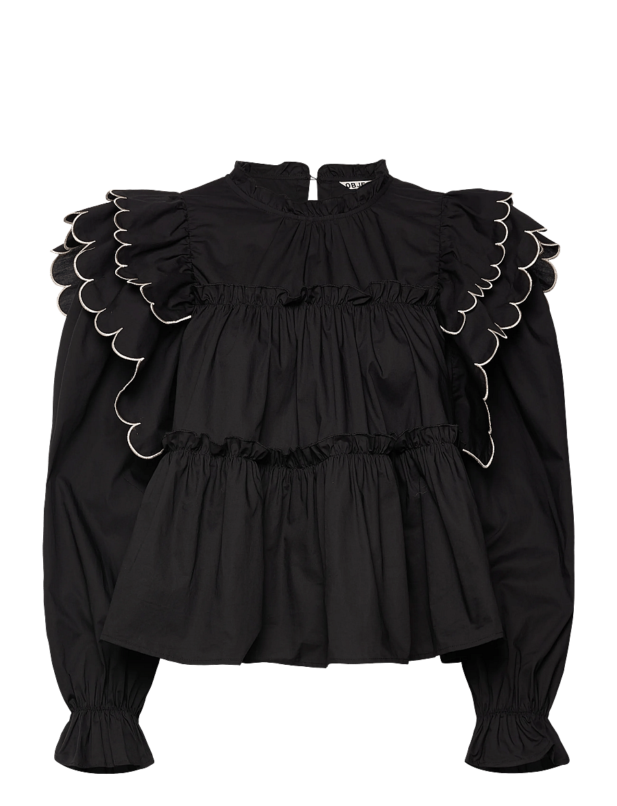 Object - OBJHOPE L/S TOP DIV - långärmade blusar - black - 1