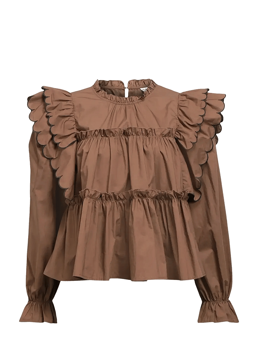 Object - OBJHOPE L/S TOP DIV - långärmade blusar - cocoa brown - 1