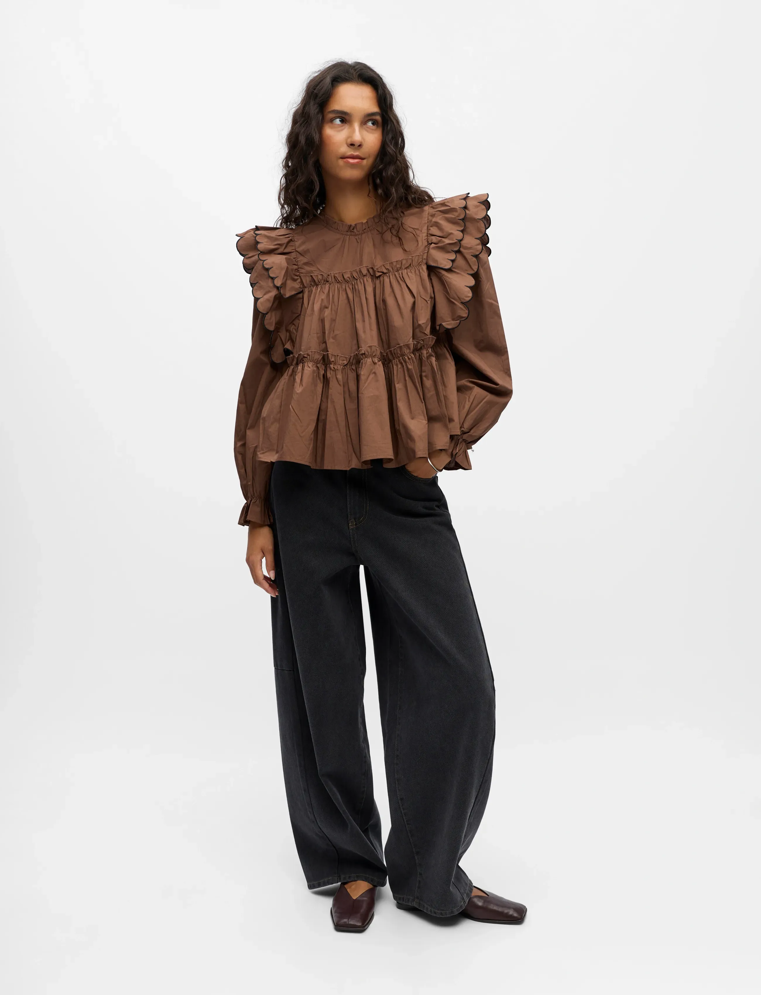Object - OBJHOPE L/S TOP DIV - långärmade blusar - cocoa brown - 3