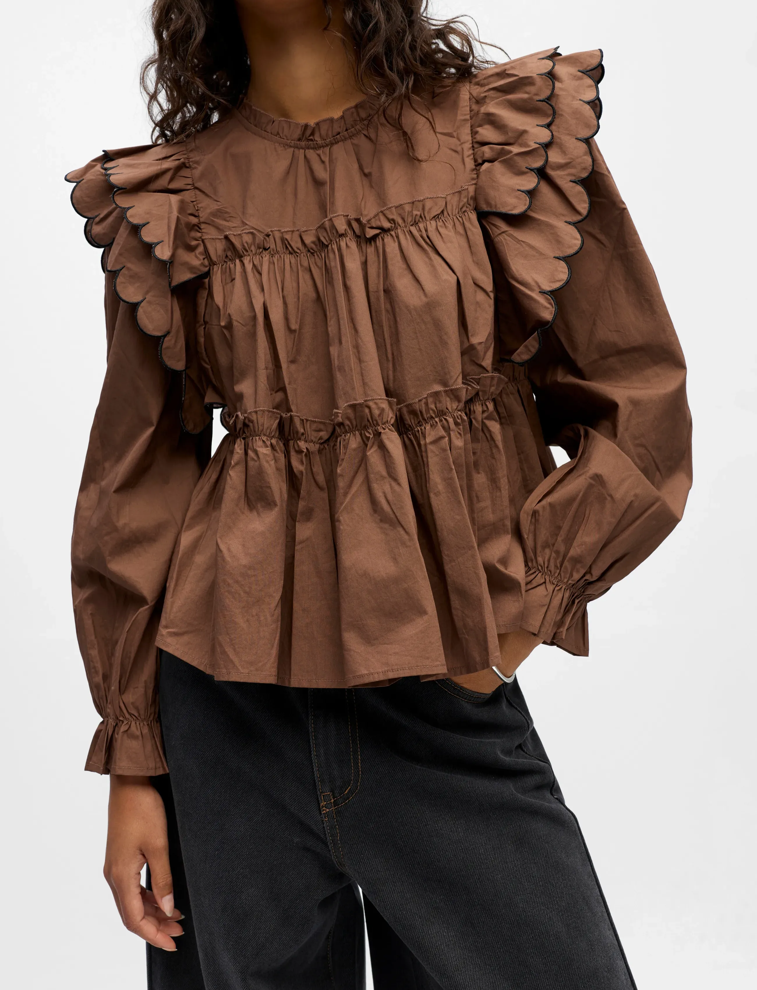 Object - OBJHOPE L/S TOP DIV - långärmade blusar - cocoa brown - 4