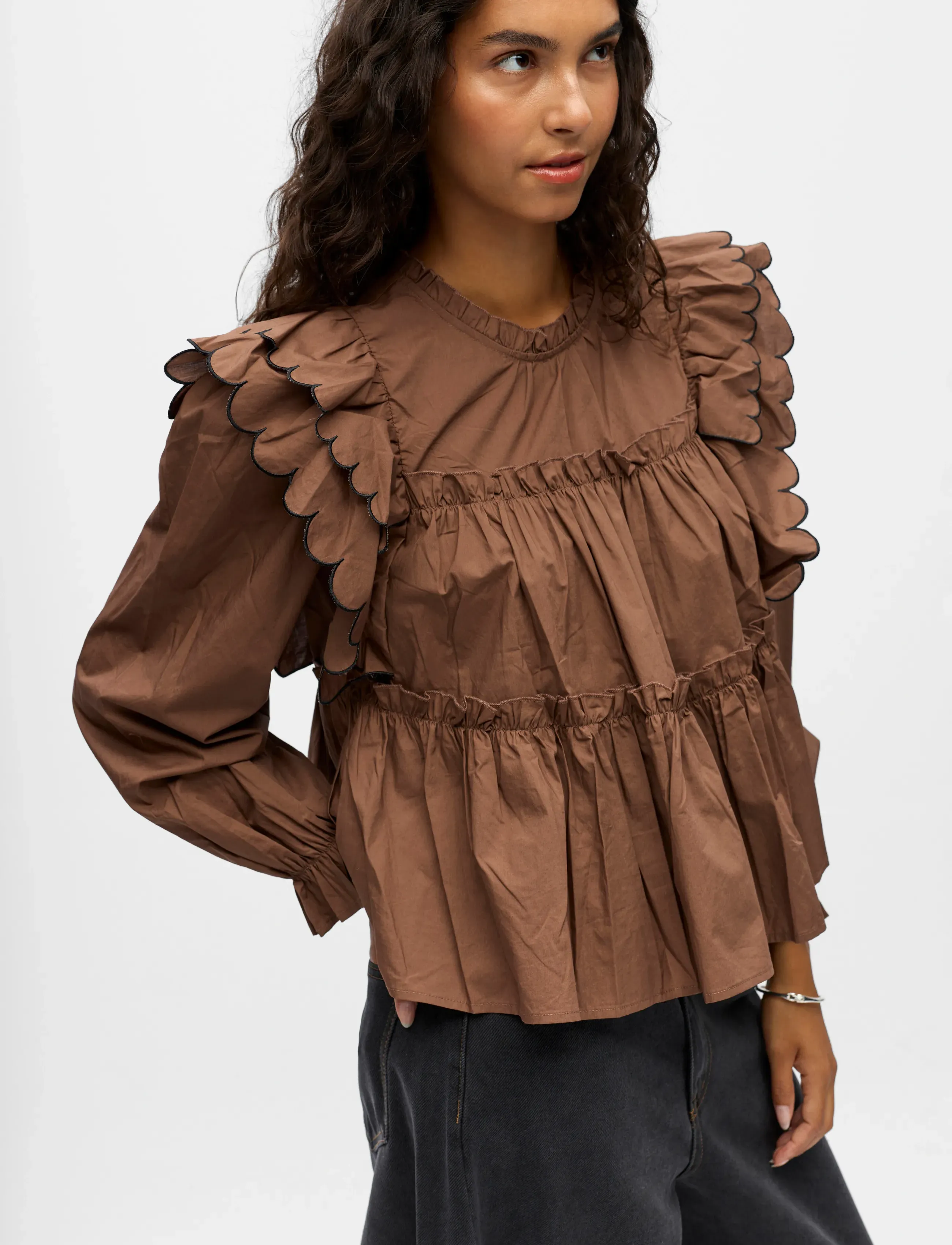 Object - OBJHOPE L/S TOP DIV - långärmade blusar - cocoa brown - 5