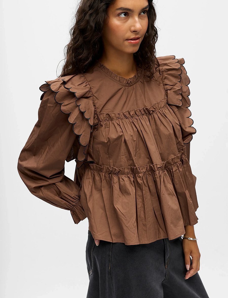 Object - OBJHOPE L/S TOP DIV - långärmade blusar - cocoa brown - 5
