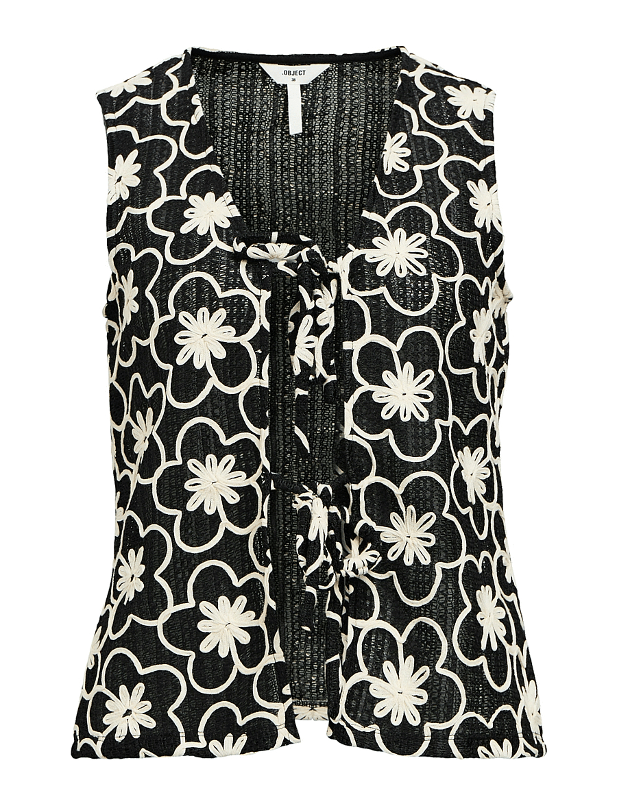 Object - OBJCALLA RE S/L TIE TOP 138 - varrukateta pluusid - black - 0