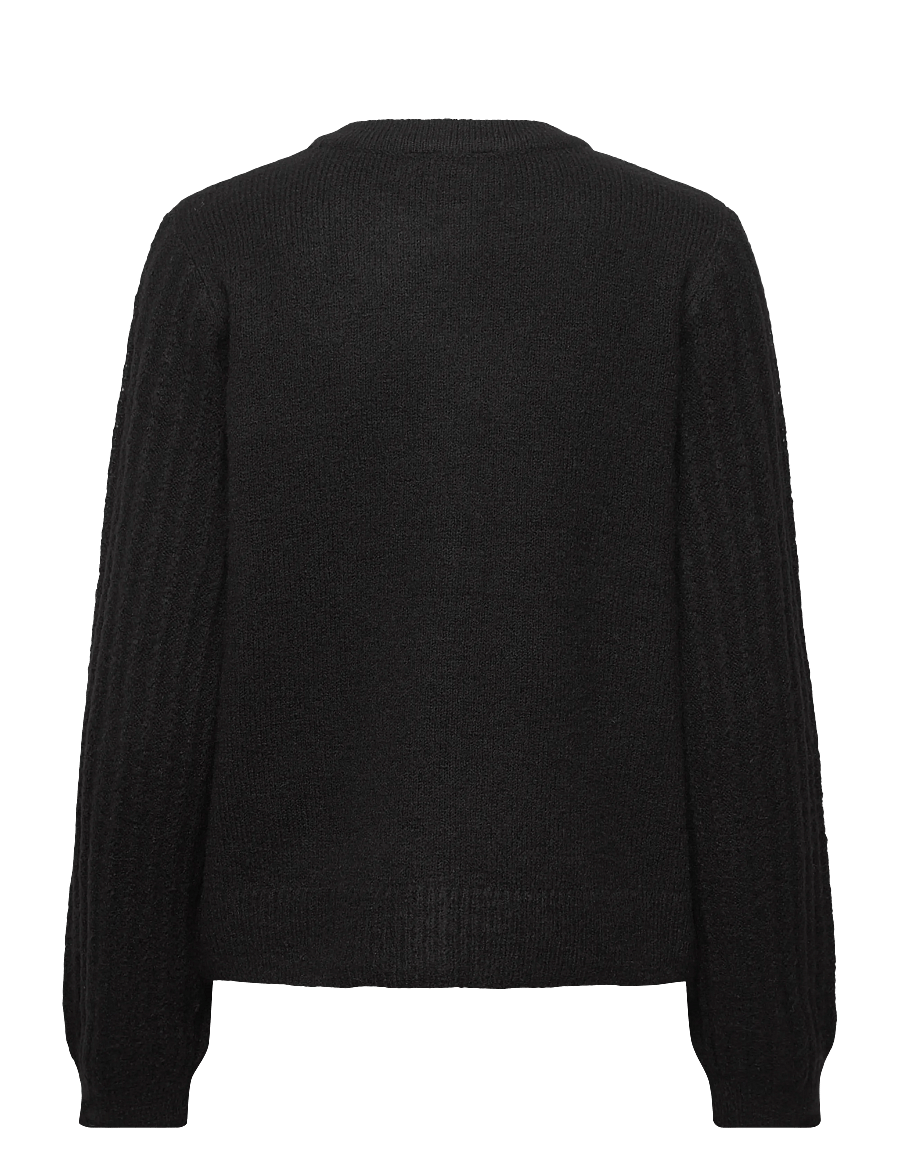Object - OBJFLORA RE LS KNIT BUTTON CARDIGAN NOOS - gebreide vesten - black - 1