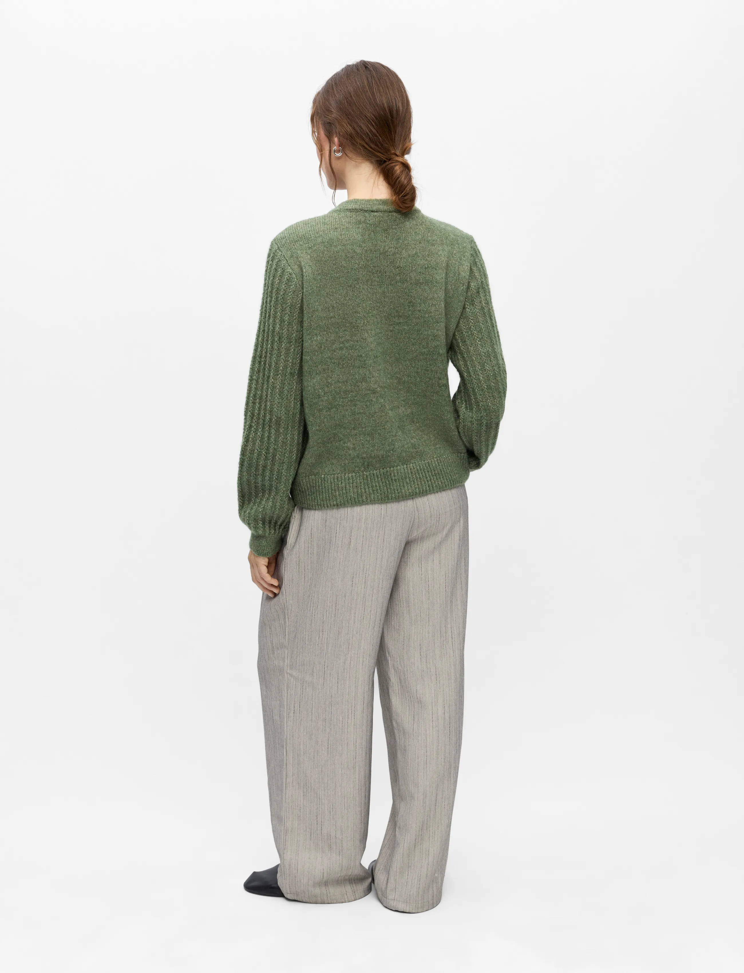Object - OBJFLORA RE LS KNIT BUTTON CARDIGAN NOOS - cardigans - bronze green - 2