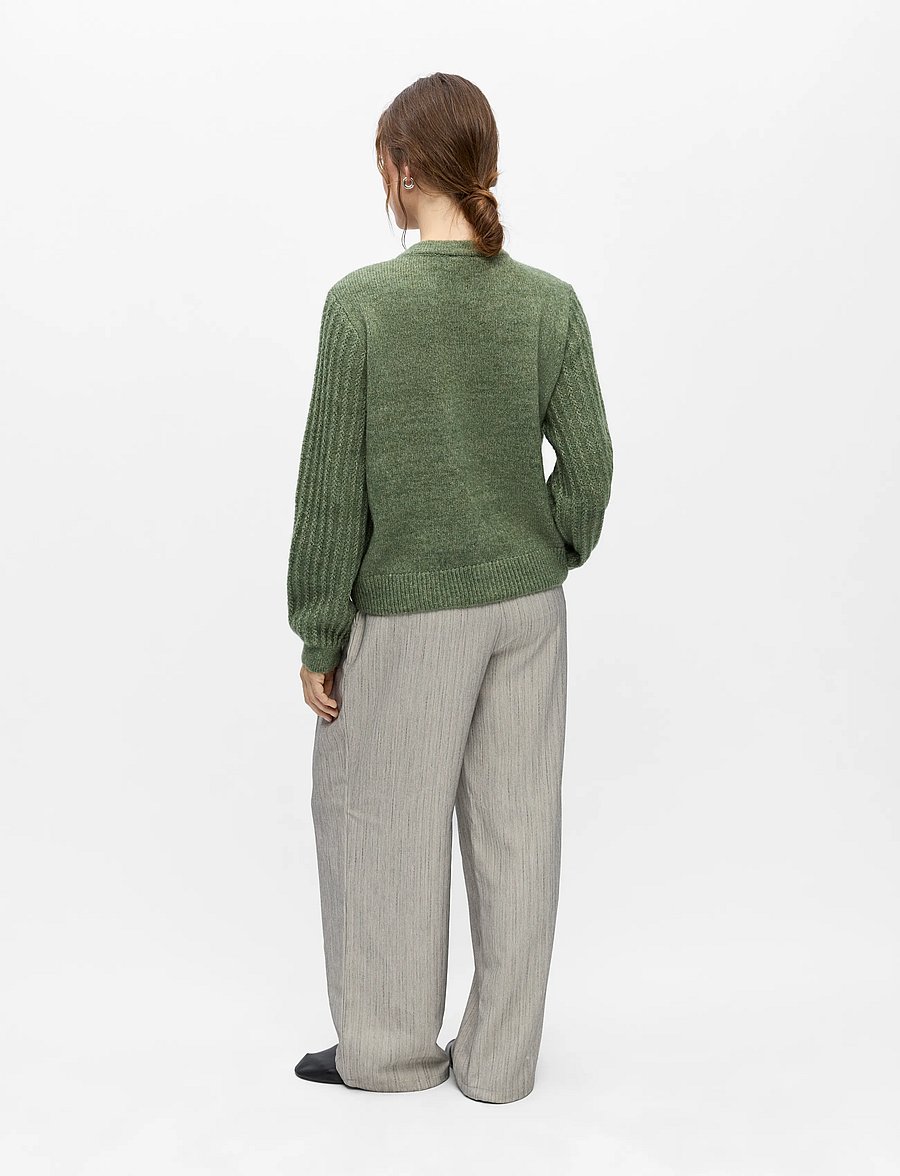Object - OBJFLORA RE LS KNIT BUTTON CARDIGAN NOOS - koftor - bronze green - 2