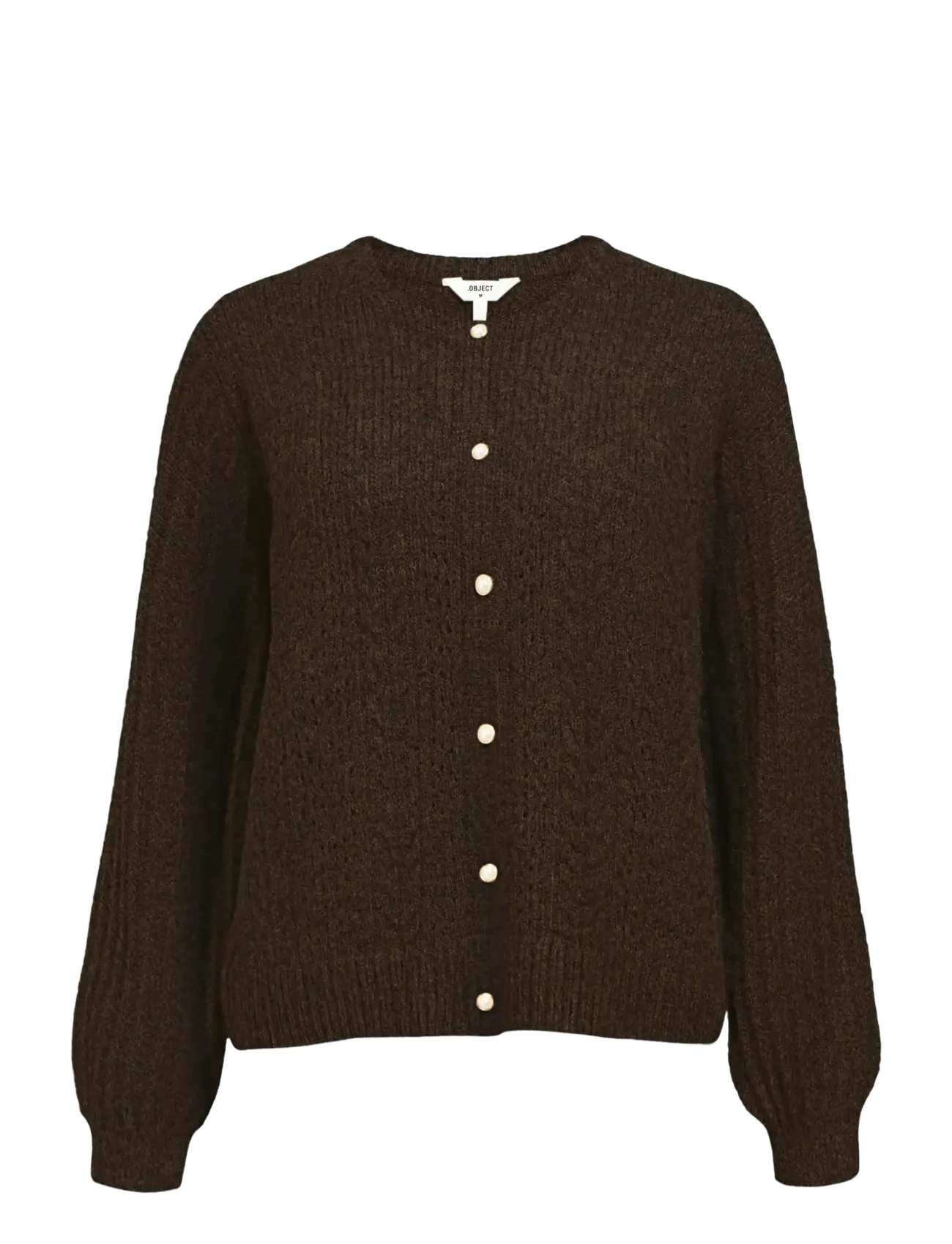 Object OBJFLORA RE LS KNIT BUTTON CARDIGAN NOOS - Kleidung - SEAL BROWN / brown