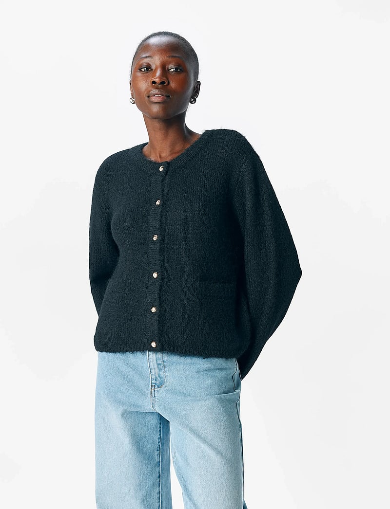 Object - OBJSAGGIA RE L/S KNIT CARDIGAN NOOS - cardigans - black - 0