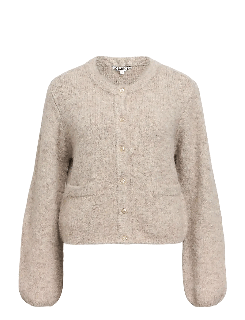 Object - OBJSAGGIA RE L/S KNIT CARDIGAN NOOS - koftor - humus - 1