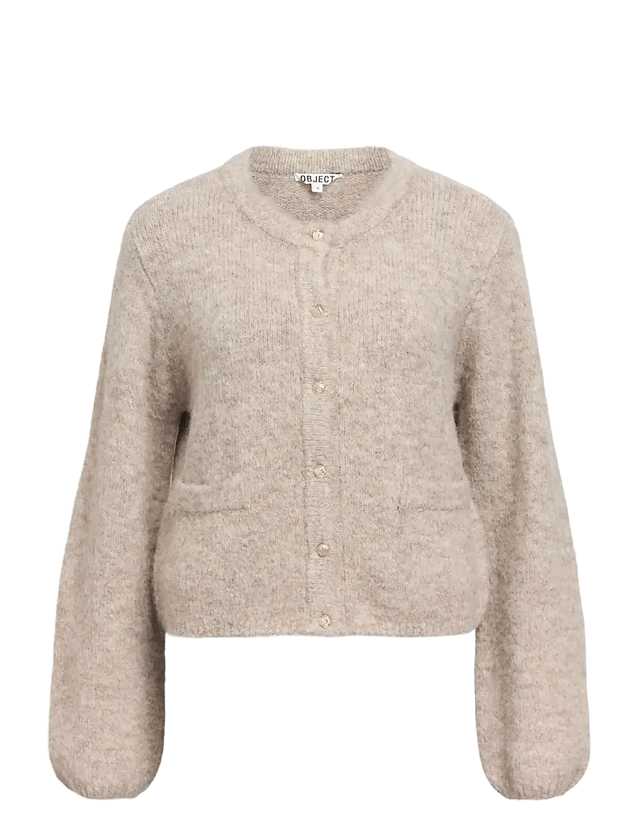 Object - OBJSAGGIA RE L/S KNIT CARDIGAN NOOS - strickjacken - humus - 1