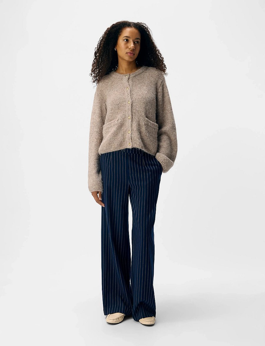 Object - OBJSAGGIA RE L/S KNIT CARDIGAN NOOS - strickjacken - humus - 0