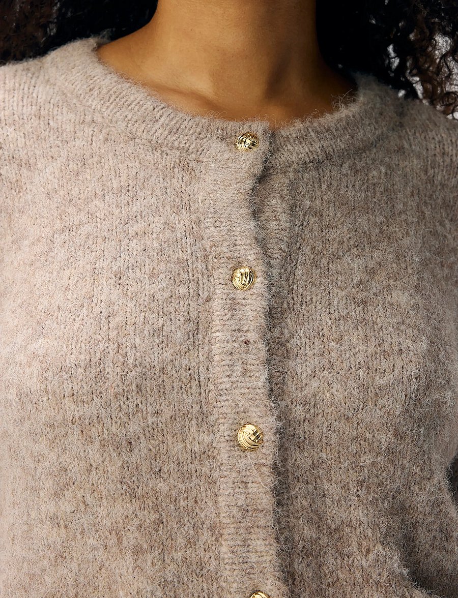Object - OBJSAGGIA RE L/S KNIT CARDIGAN NOOS - strickjacken - humus - 3