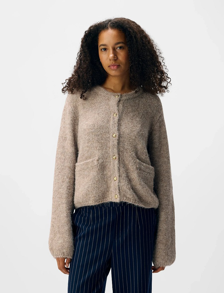 Object - OBJSAGGIA RE L/S KNIT CARDIGAN NOOS - strickjacken - humus - 4