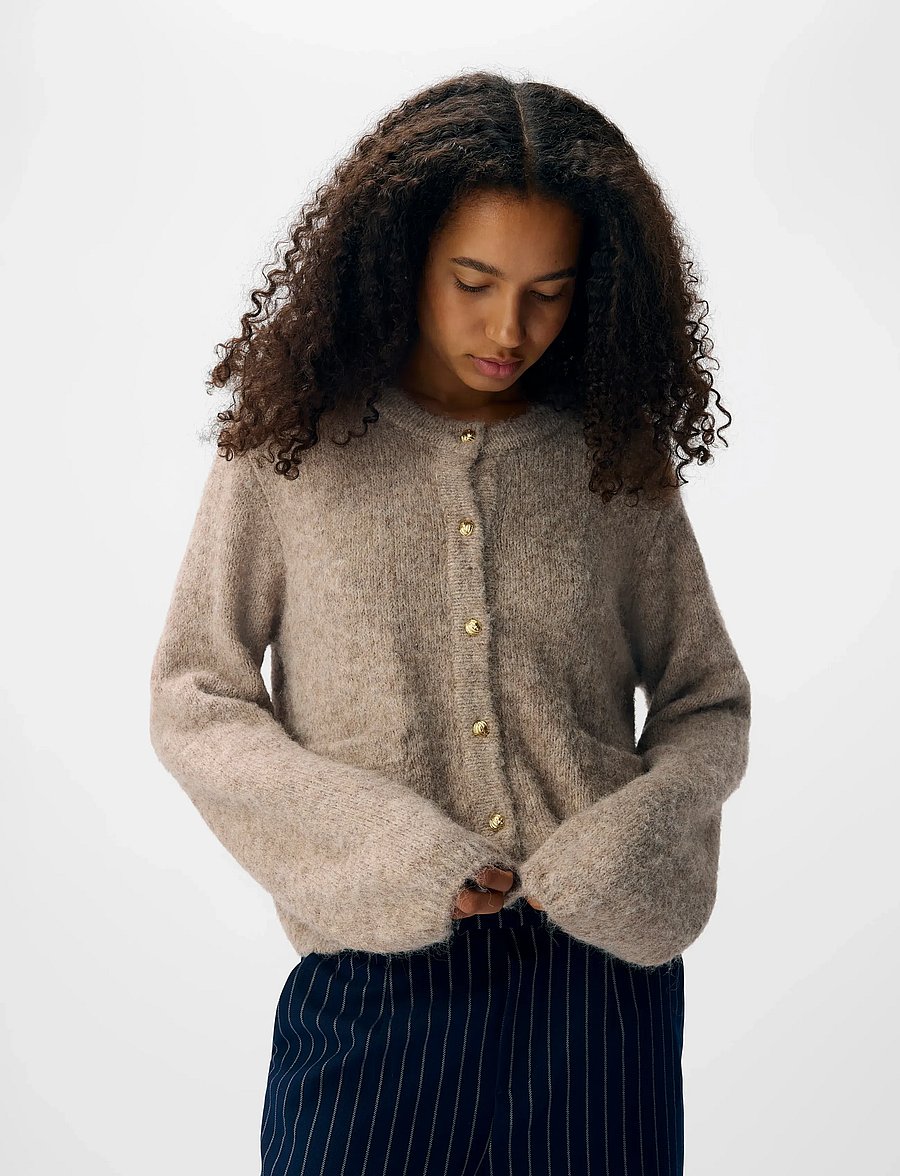 Object - OBJSAGGIA RE L/S KNIT CARDIGAN NOOS - strickjacken - humus - 5