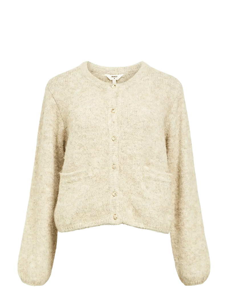 Object - OBJSAGGIA RE L/S KNIT CARDIGAN NOOS - koftor - sandshell - 1