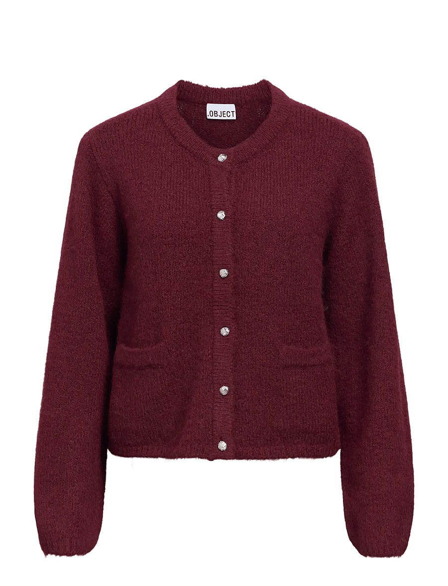 Object - OBJSAGGIA RE L/S KNIT CARDIGAN NOOS - strickjacken - windsor wine - 1