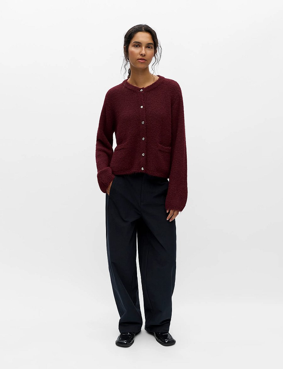 Object - OBJSAGGIA RE L/S KNIT CARDIGAN NOOS - strickjacken - windsor wine - 0
