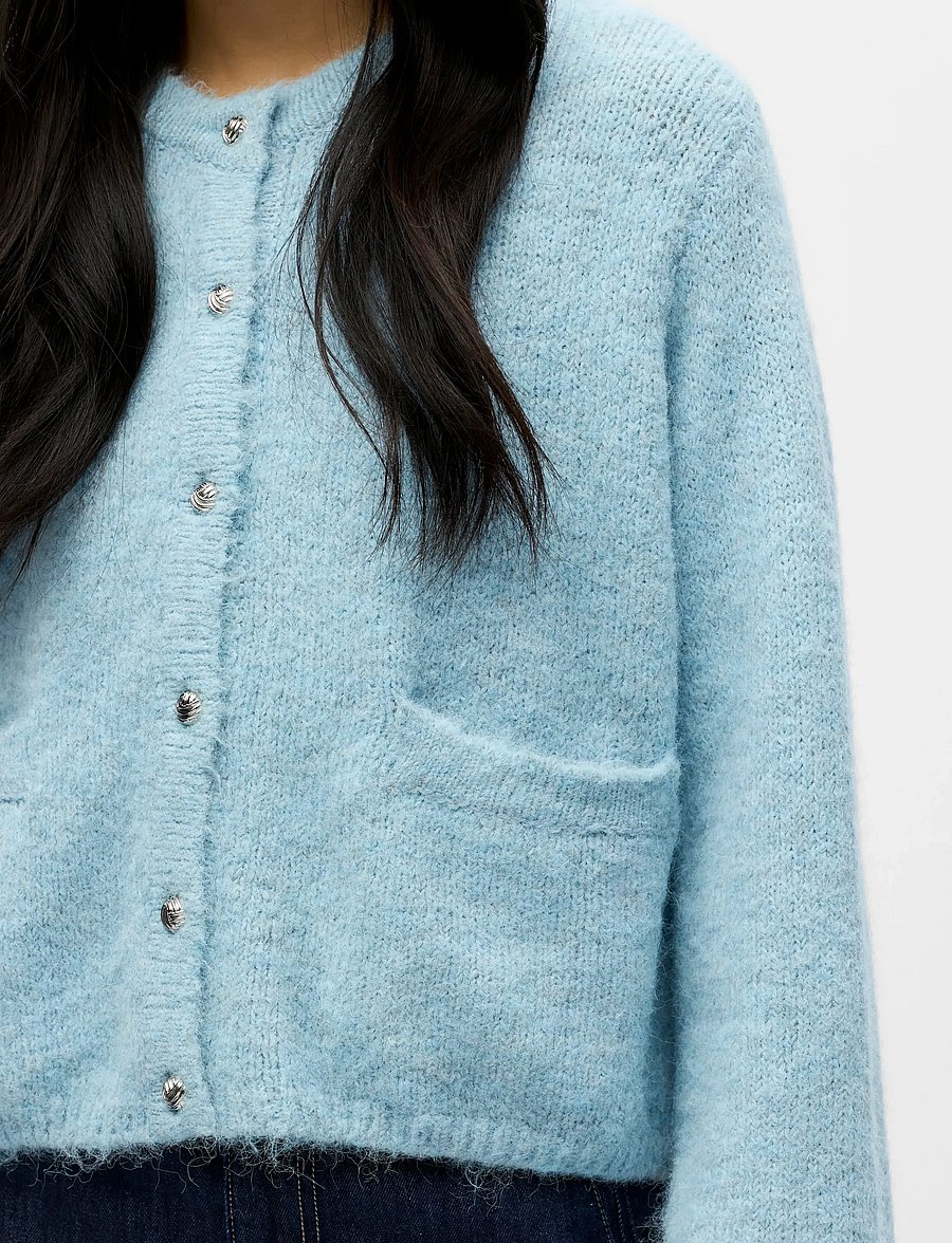 Object - OBJSAGGIA RE L/S KNIT CARDIGAN NOOS - hnepptar peysur - winter sky - 4