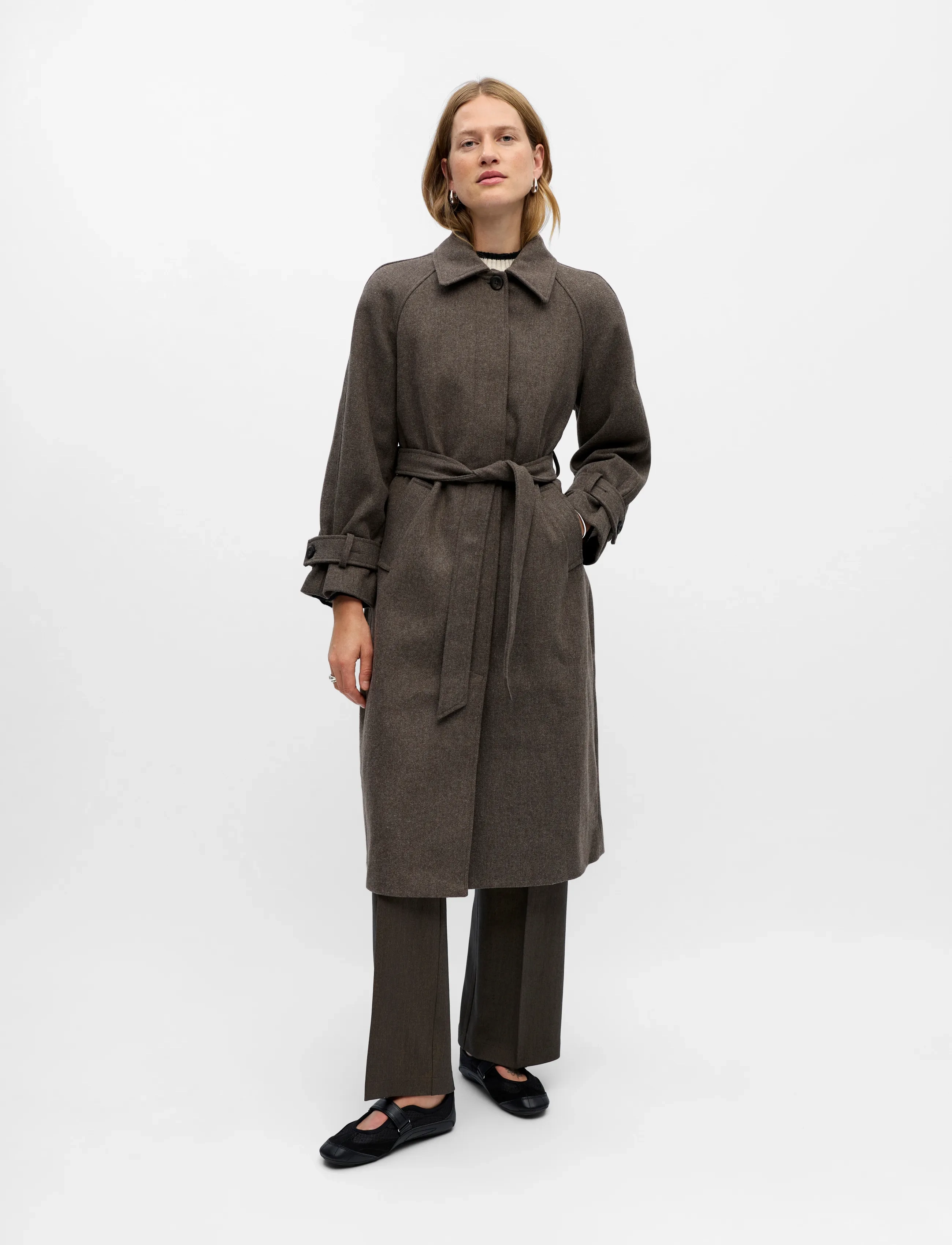 Object Objemma L/S Coat Noos, 40, Coats, Braun - Winter Frauen
