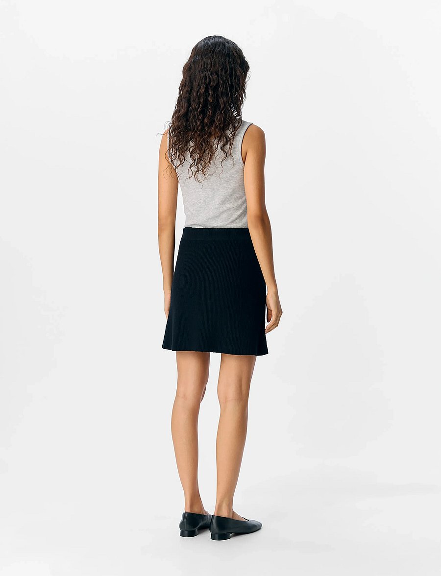 Object - OBJVIOLA MW RE SHORT KNIT SKIRT NOOS - neulehameet - black - 2