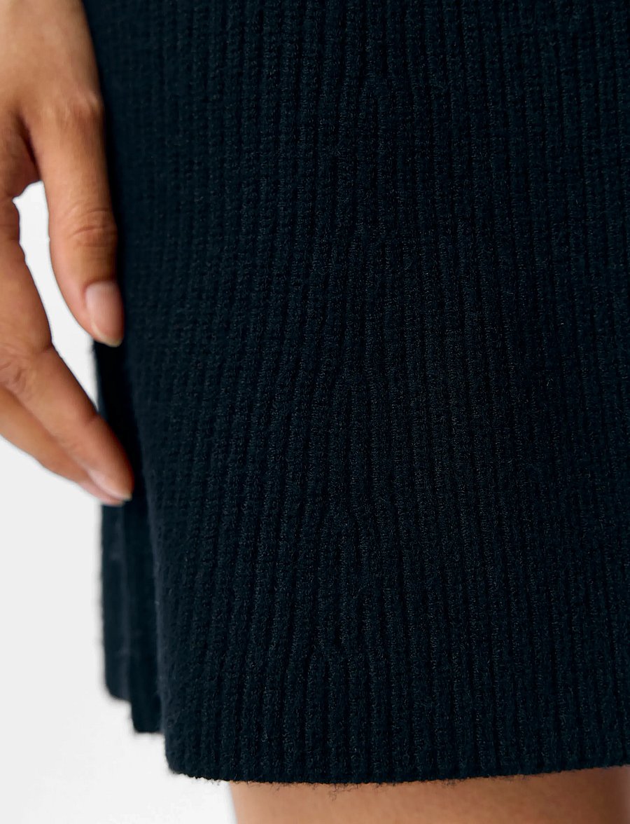 Object - OBJVIOLA MW RE SHORT KNIT SKIRT NOOS - neulehameet - black - 4