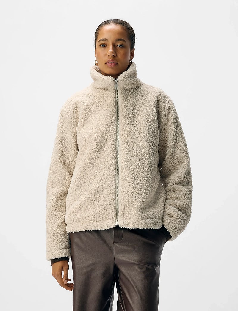 Object - OBJFREYA RE L/S JACKET NOOS - fliisid ja vahekihina kantavad jakid - white sand - 4