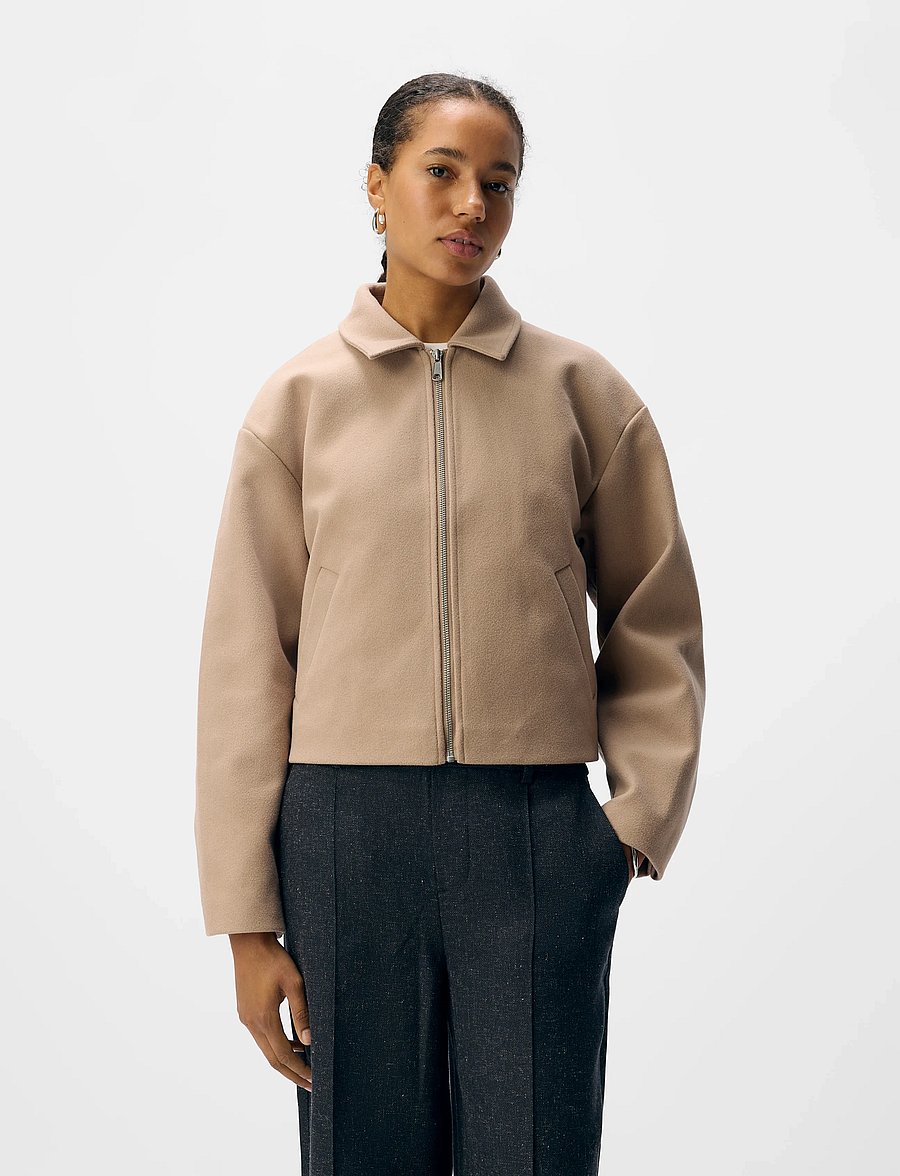 Object - OBJPOLLY L/S SHORT JACKET NOOS - kurtki wiosenne - humus - 4