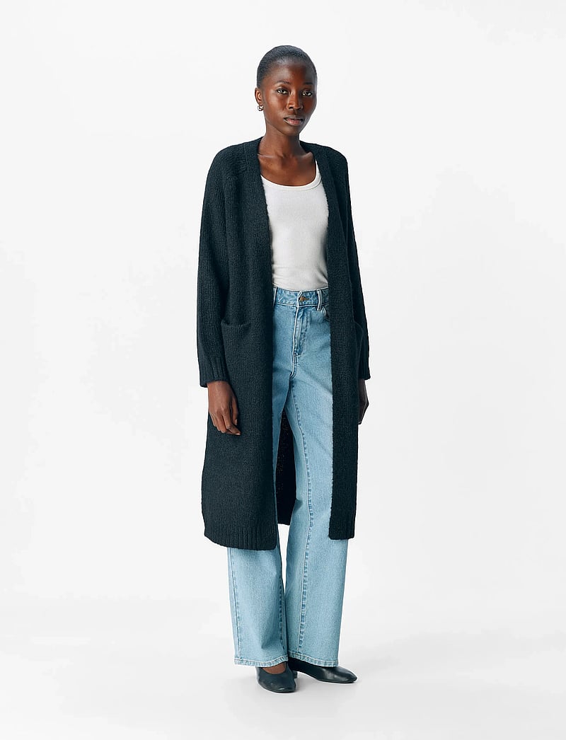 Object - OBJMILU LS LO LONG KNIT CARDIGAN NOOS - cardigans - black - 3