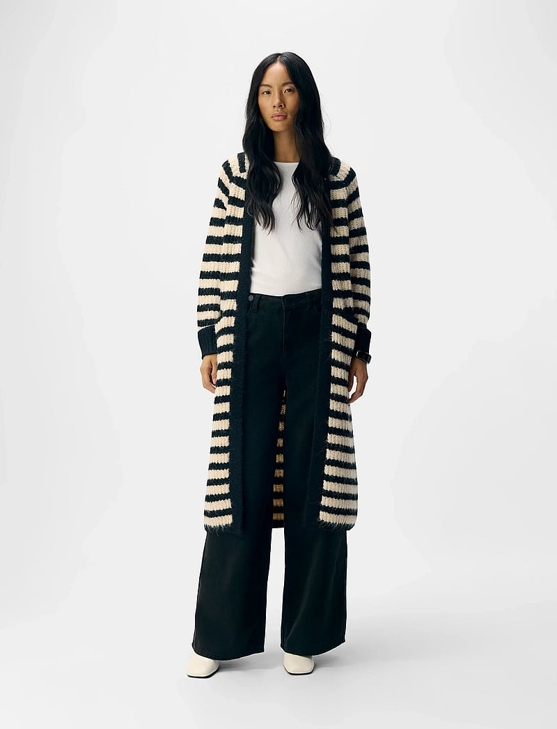 Object - OBJMILU LS LO LONG KNIT CARDIGAN NOOS - cardigans - black - 3