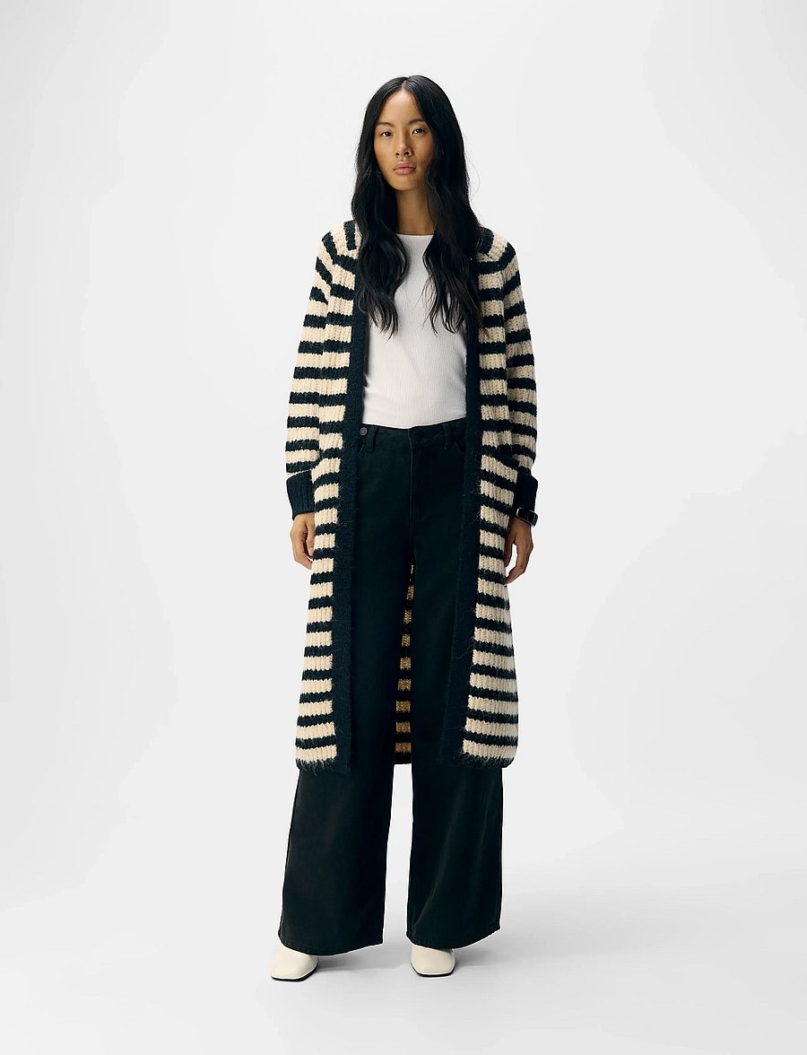 Object - OBJMILU LS LO LONG KNIT CARDIGAN NOOS - kardiganid - black - 3
