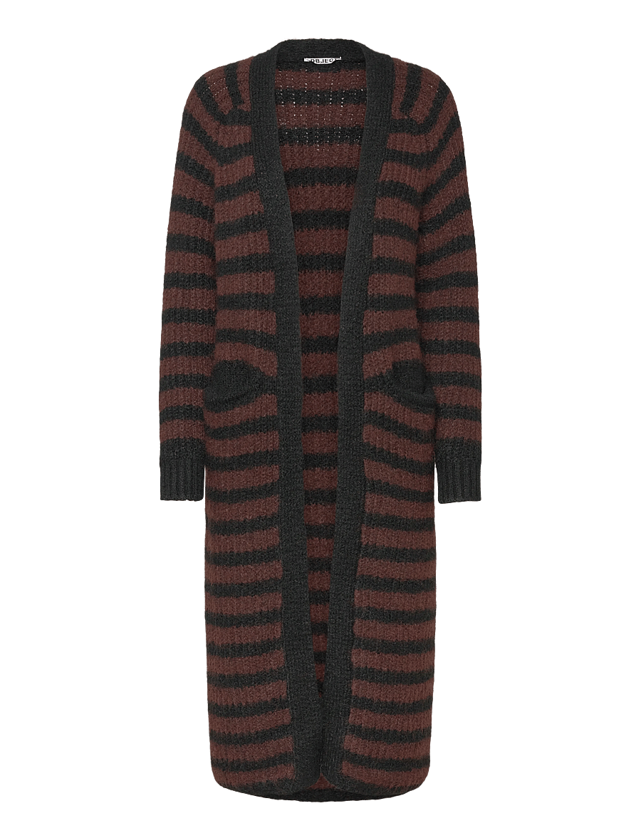 Object - OBJMILU LS LO LONG KNIT CARDIGAN NOOS - cardigans - black - 1