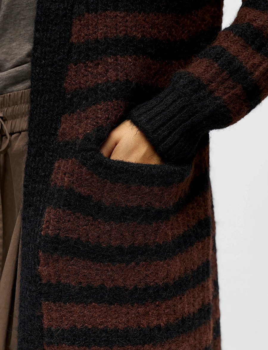 Object - OBJMILU LS LO LONG KNIT CARDIGAN NOOS - cardigans - black - 5