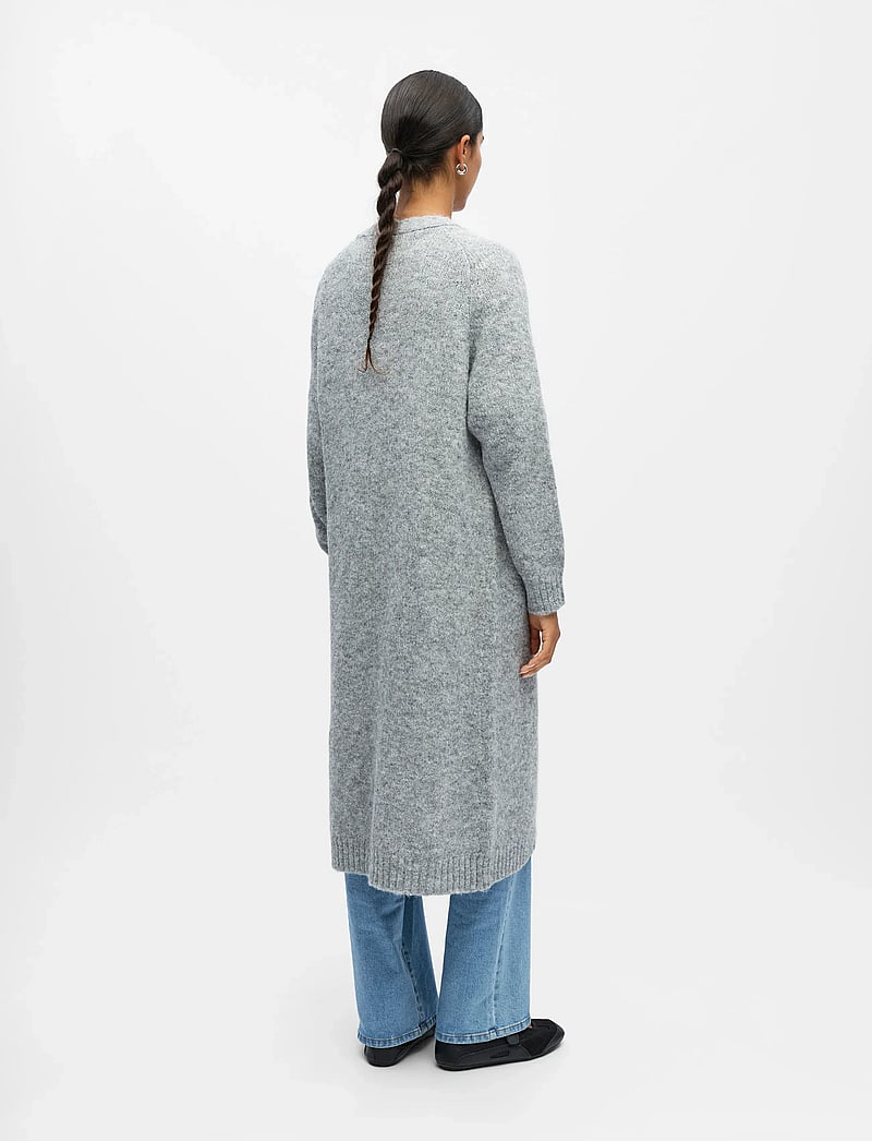 Object - OBJMILU LS LO LONG KNIT CARDIGAN NOOS - cardigans - medium grey melange - 2