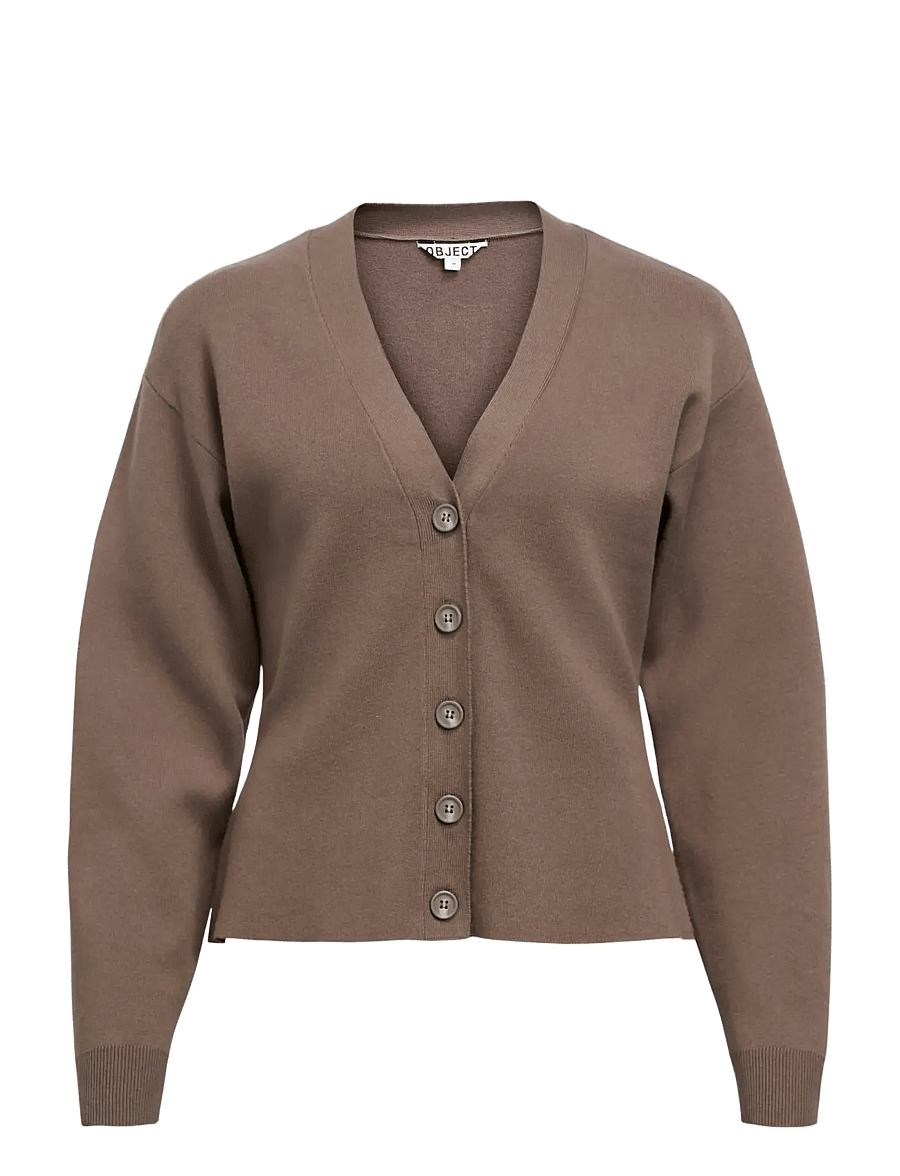 Object - OBJREYNARD LS SLI CARDIGAN NOOS - strickjacken - morel - 1