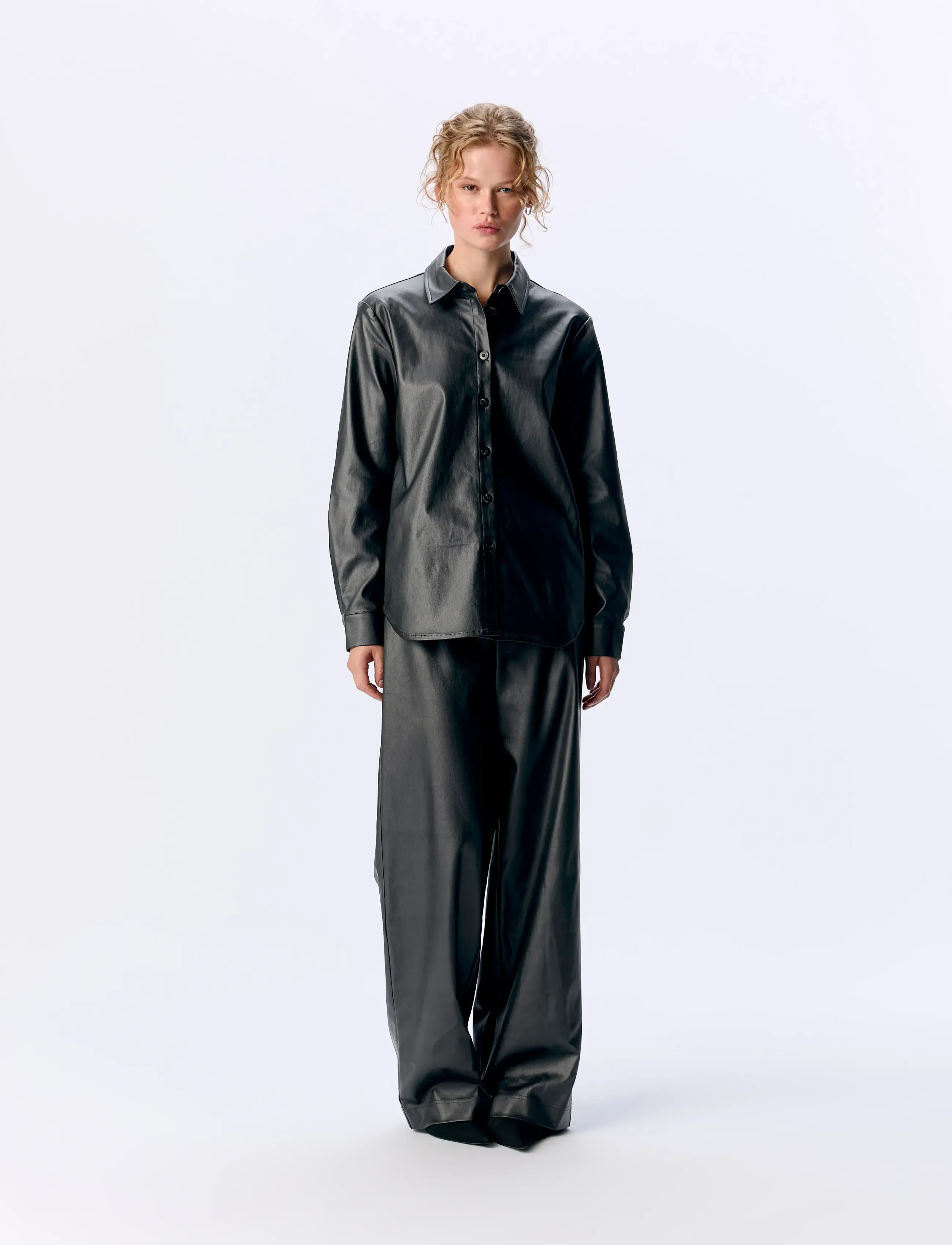 Object - OBJMELBA RE LS SHIRT NOOS - pitkähihaiset paidat - black - 3