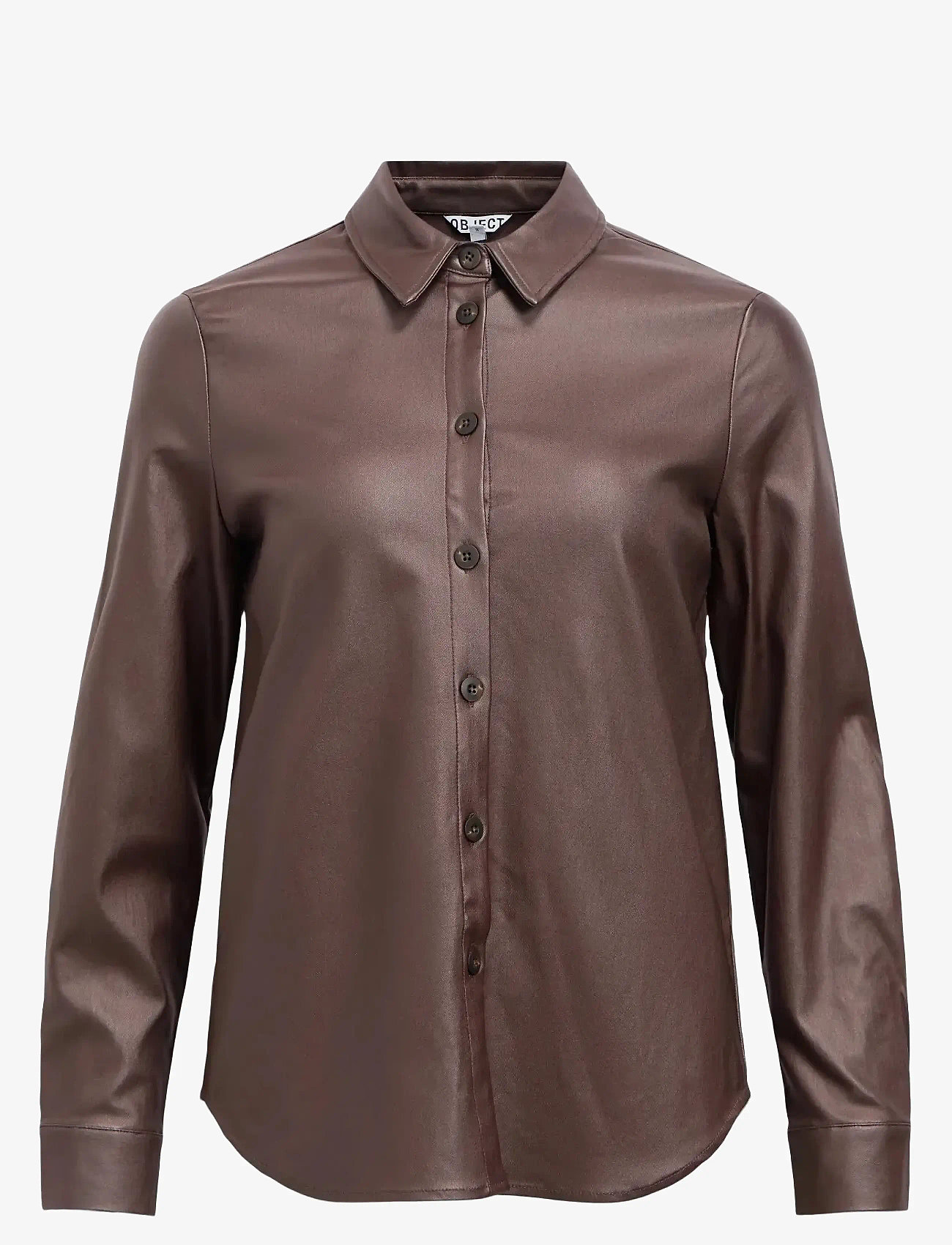 Object - OBJMELBA RE LS SHIRT NOOS - langärmlige hemden - seal brown - 1
