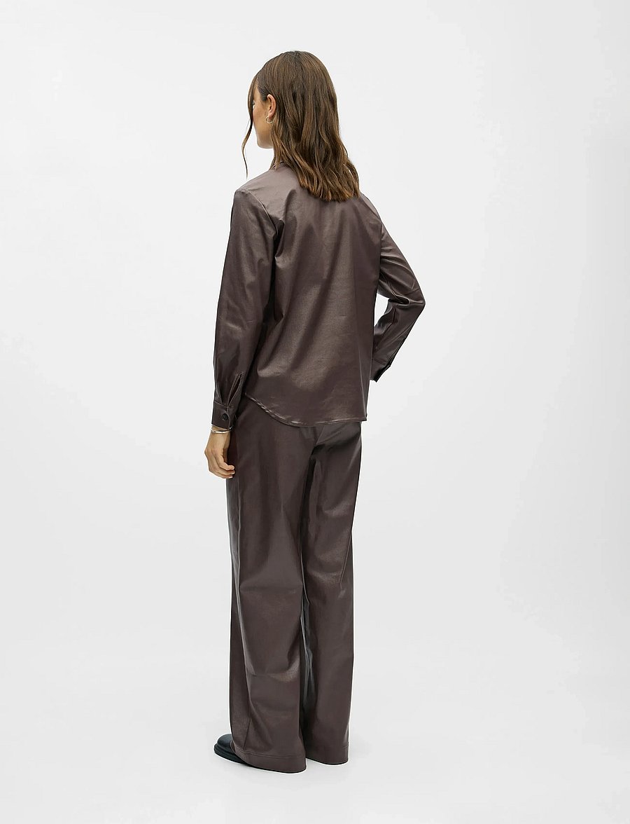 Object - OBJMELBA RE LS SHIRT NOOS - marškiniai ilgomis rankovėmis - seal brown - 2