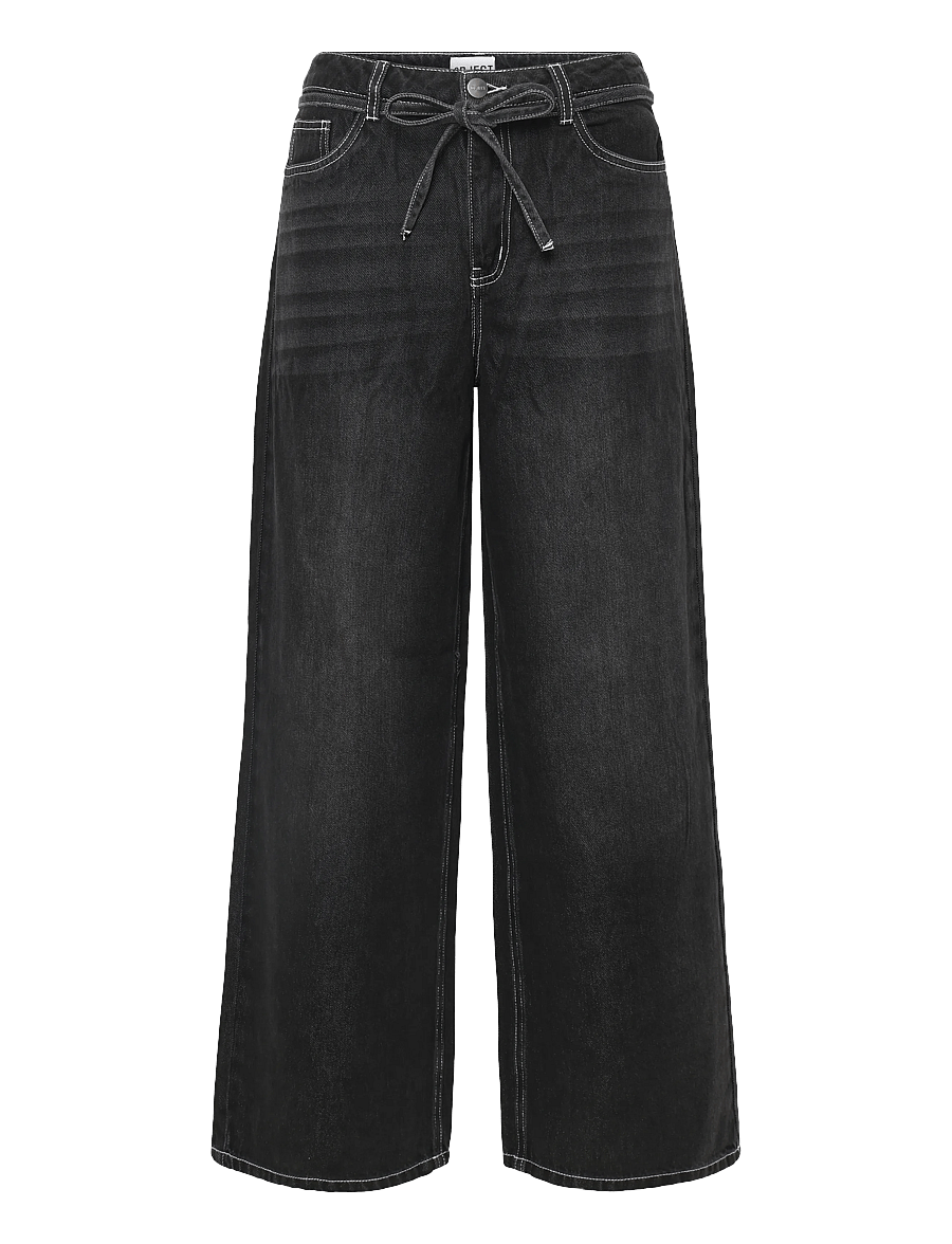 Object - OBJROSIE MW WIDE JEANS NOOS - laia säärega teksad - black - 0