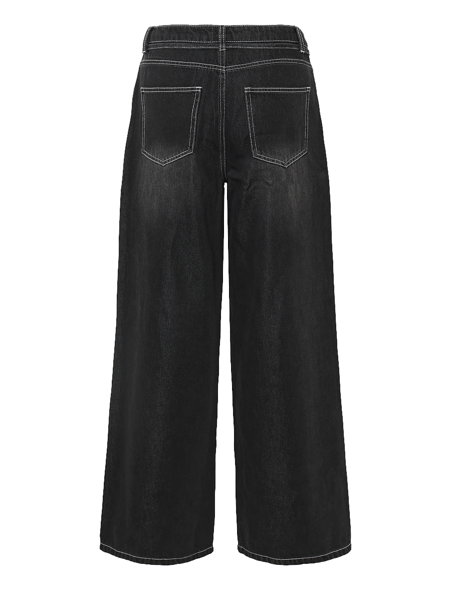 Object - OBJROSIE MW WIDE JEANS NOOS - laia säärega teksad - black - 1