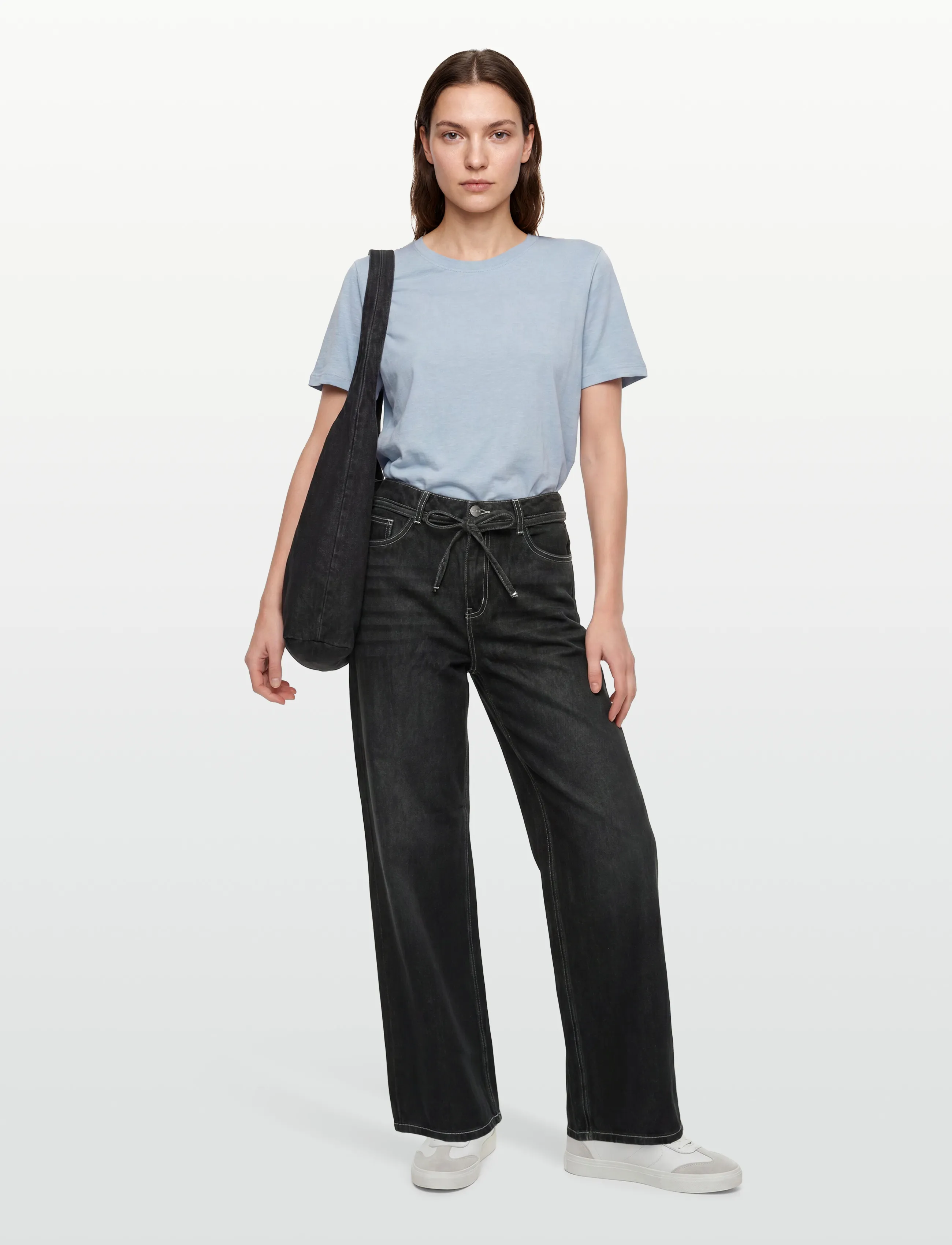 Object - OBJROSIE MW WIDE JEANS NOOS - hosen mit weitem bein - black - 0