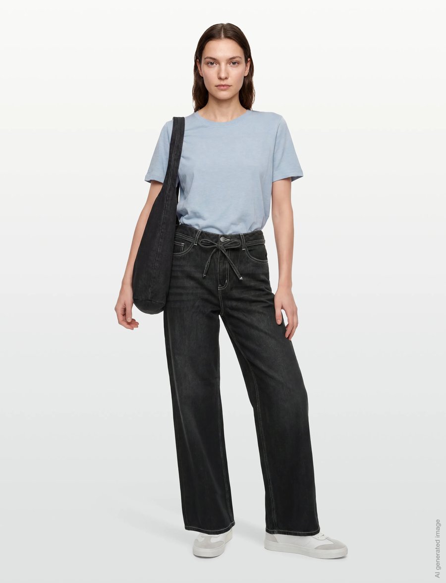 Object - OBJROSIE MW WIDE JEANS NOOS - džinsi ar platām starām - black - 0