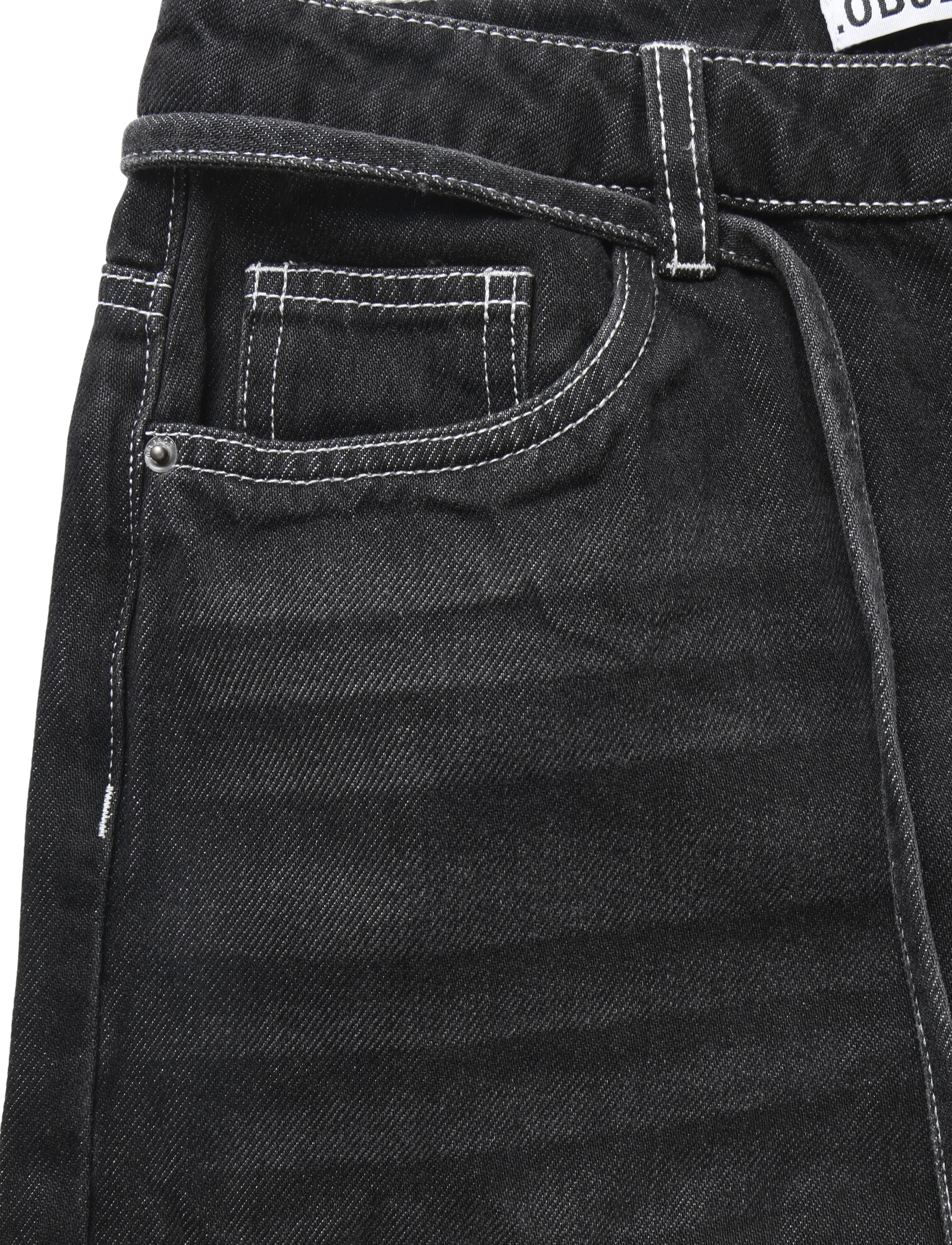 Object - OBJROSIE MW WIDE JEANS NOOS - laia säärega teksad - black - 2