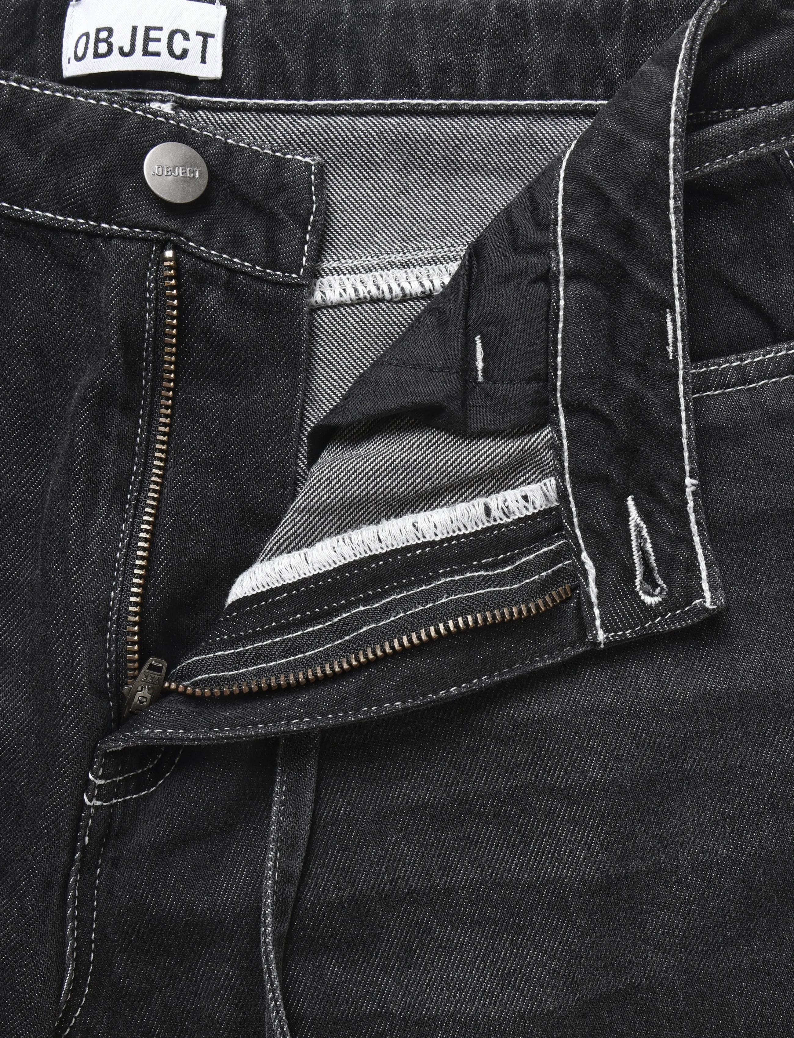Object - OBJROSIE MW WIDE JEANS NOOS - laia säärega teksad - black - 3