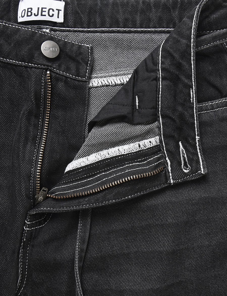 Object - OBJROSIE MW WIDE JEANS NOOS - laia säärega teksad - black - 3