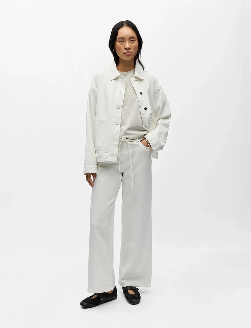 Object - OBJROSIE MW WIDE JEANS NOOS - brede jeans - cloud dancer - 2