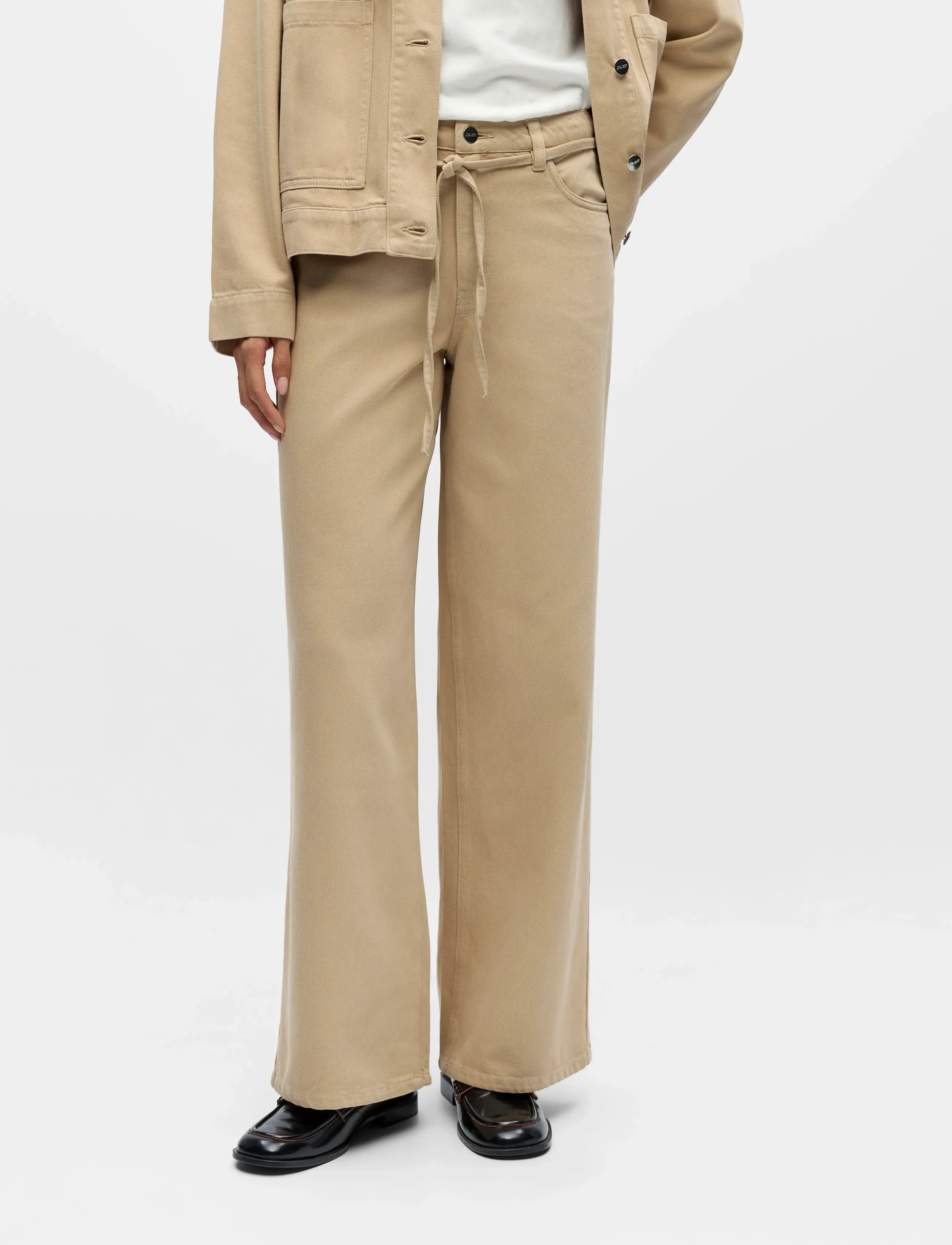 Object Objrosie Mw Wide Jeans Noos, S, Jeans, Beige - Wide, Frauen